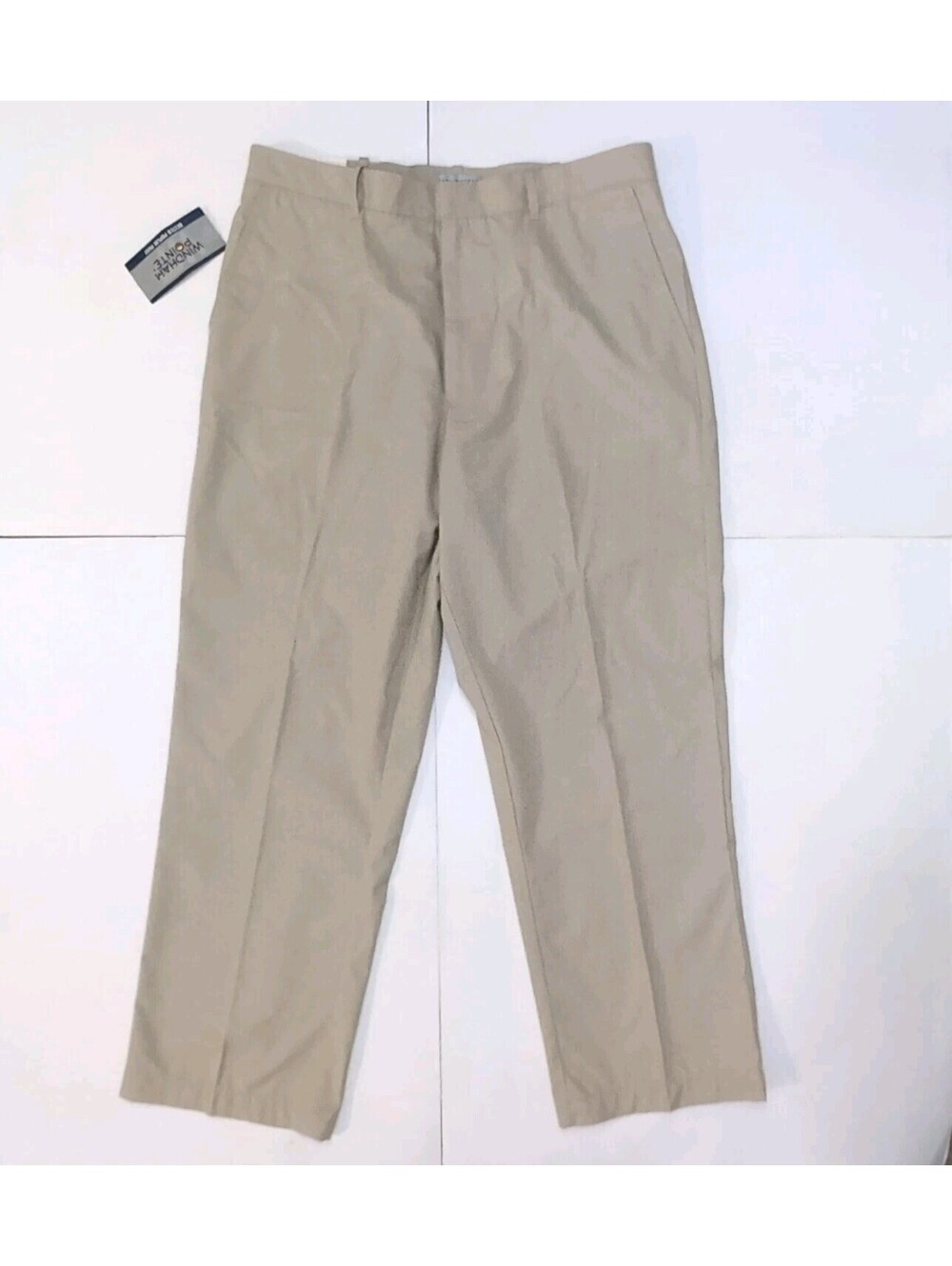 Windham Pointe Khaki Belted Poplin Dress Casual Pants Size 35 x 30 Brand New